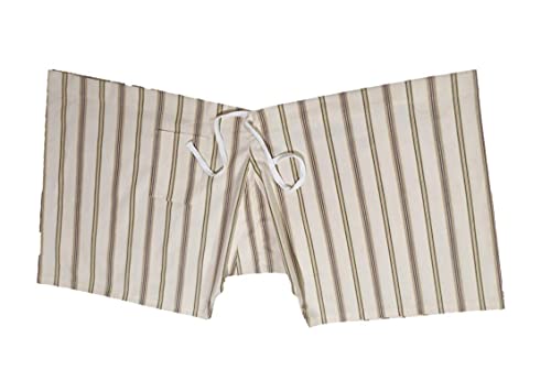 Image of Men's Lattha Traditional Pure Cotton Underwear aka Patta wala Janghiya, Dhari wala / Striped Undergarment, Khadi Latthe Ka Jangia, Nicker,Chaddi; Nade wala kachha with wide Miyani /Asan & Back Pocket & Drawstring /Nada