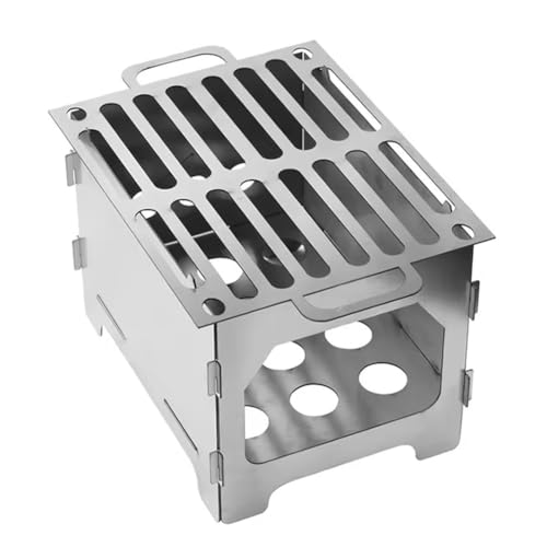 Luobannm Estufa Plegable de Acero Inoxidable para Fogatas, Estufa de Leña A Carbón, Desmontable y Multifuncional para Picnics Al Aire Libre.