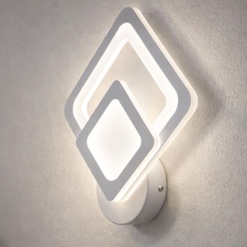 MAKA Applique LED da Parete Interno Molto Luminose, Lampada da Muro per Camera da Letto, Bagno, Soggiorno, Cambio Temperatura (3000K-4000K-6500K), 220 Volt, Acrilico e Alluminio (22 watt)