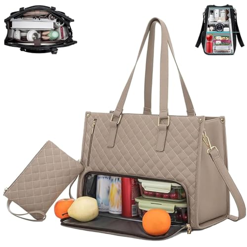 2 in 1 Tote Bag with Compartments, Bolso Mujer Portátil 15.6