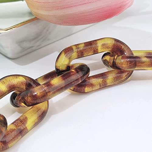 Firstmeet Chunky Acrylic Tortoise Shell Oval Link Chain Choker Necklace For Women thumb #3