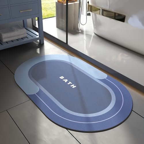 Image of MontVoo Bath Mat - Non Slip, Quick Dry, Stain Resistant Bath Mat Rug for Bathroom Floor - Easy Care Shower Rug for Outside Bathtub - 17 inchx27 inch Navy