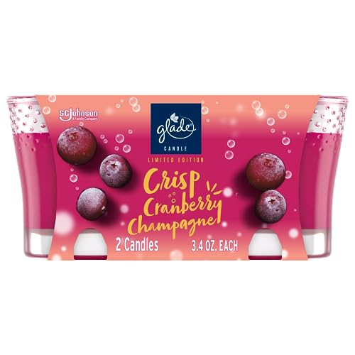Glade Candle Jar, Air Freshener, Crisp Cranberry Champagne, 3.4 oz, 2 Count