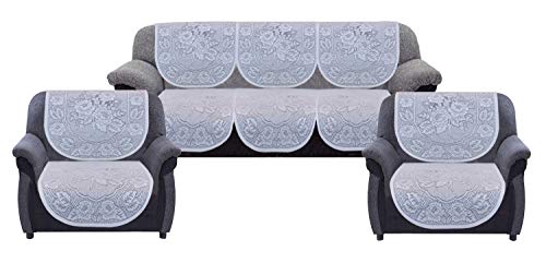 Kuber Industries Self Cotton 5 Seater Sofa Cover|Set of 6 Piece (...