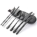 8pcs Cubiertos para Llevar, Cubertería Acero Inoxidable, Cubiertos para Camping, Cubiertos de Viaje, Cubiertos Portátiles, Incluye Cuchillo Tenedor Cuchara Palillos Cepillo de Limpieza Pajitas y Bolsa