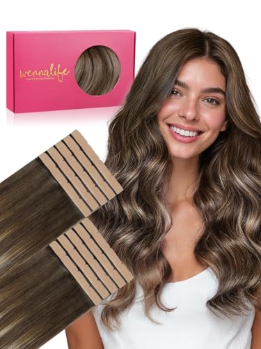 Image of WENNALIFE 3.15 inch Wide Tape in Hair Extensions Human Hair, Tape in Weft