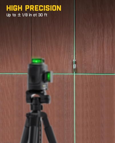 Fanttik D12 PLUS Laser Level Self Leveling 3 × 360°, 3D Green Cross Line, 5200 mAh Battery Rechargeable, Pulse Mode, Magnetic Bracket, Carrying Case, for Construction and Picture Hanging
