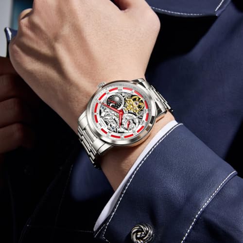 Image of OLEVS Automatic Women Watches Diamond Tourbillon Dress Wrist Watches Moon Phase Waterproof Luminous