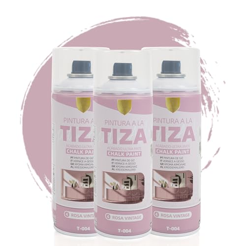 BESCH Pintura Spray 400ml a la Tiza Chalk Paint Acabado ultra Mate para Metal/Madera/Plástico (Rosa Vintage,400 ml (Paquete de 3)
