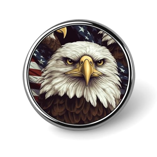 Aluminium Alloy Round Badge Brooch Pins for Men Bald Eagle Brooches Elegant Pin for Women Fashion Button Badges Brooch Badge for Hats Jackets Shirts