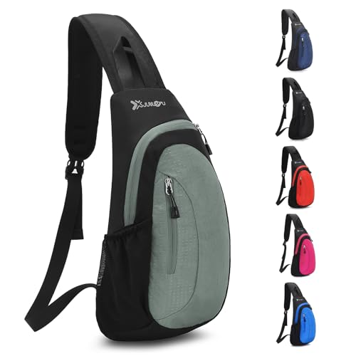 Sciphylia Brusttasche Sling Bag Herren Schultertasche Einzelgurt Rucksäcke Schulterrucksack Anti-Diebstahl Crossbody Bag für Männer Frauen Wandern Reisen Radfahren Klettern Hellgrau