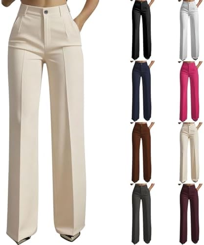 Womens Dress Pants Business Casual Wide Leg Office Work Slacks St...