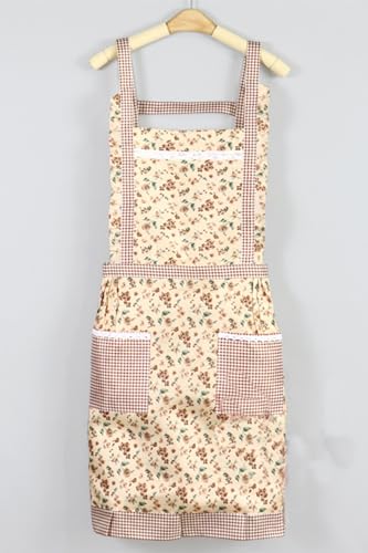 Image of Kitchen Apron for Women | Japanese-style Cooking Aprons | Cute Apron for Women With Pockets | Polyester Cotton Apron |Perfect for Cafe Shop, Baking, Gardening, Cooking (1piece)