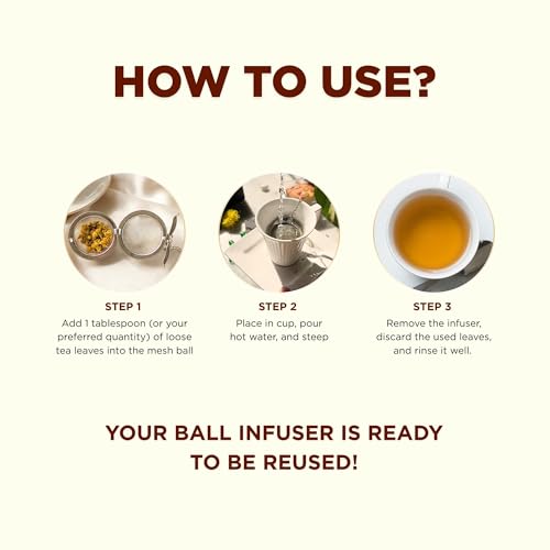 Image of Stainless Steel Tea Infuser for Loose Leaf Tea | Durable Round Ball Chai Strainer with Hook | Easy-to-Clean Tea Steeper for Green Tea, Black Tea and Herbal Infusions