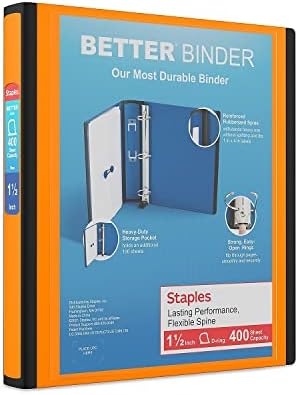 Staples 651861 1.5-Inch 3-Ring Better Binder Orange (13467)
