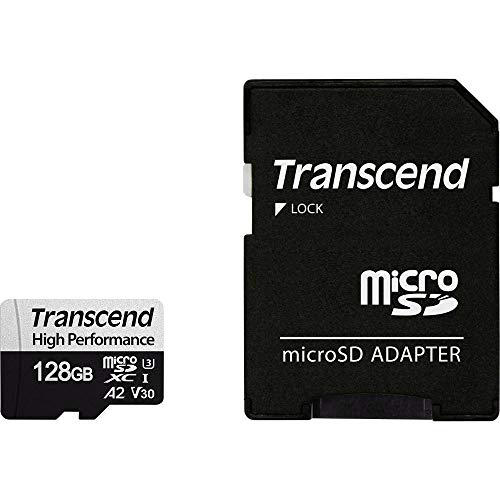 Image of Transcend TS128GUSD330S 128GB High Performance microSDXC 330S Memory Card, Class 10, U3, V30, A2, 100/85 MB/s black / grey