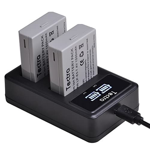 Tectra 2-Pack LP-E5 Battery and Rapid LED Dual Charger Compatible with Canon EOS Rebel XS Rebel T1i Rebel XSi 1000D 500D 450D Kiss X3 Kiss X2 Kiss F