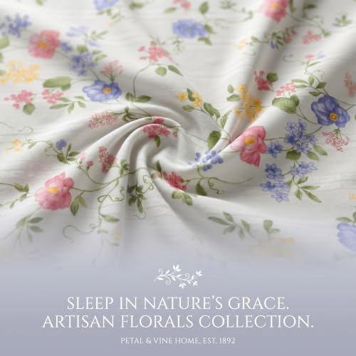 Image of SANMARINO Cloud Cotton 210 TC King Size Bedsheet with 2Pillow Covers | Ultra Soft & Breathable | Floral Design Bedding Set | Hotel-Quality Comfort for a Luxurious Sleep | 270 x 250 cm | Pastel Garden
