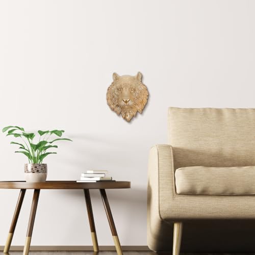 Décoration murale tête de tigre dorée en résine suspendue maison