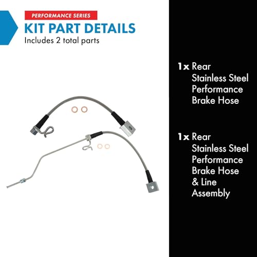 Image of TRQ Performance Rear Performance Brake Hose Set Compatible with 04-08 F-150 06-07 Mark LT