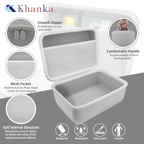 Khanka für Liene Amber M100/M200 Fotodrucker Smartphone 10X15 Hartschalenkoffer, Tragetasche mit Netzfach für Liene DHP513 4x6’’ Zubehör, Nur Tasche（Grau）