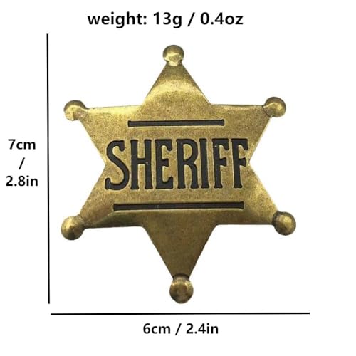 Image of Sheriff Police Badge Pin - RE Police & Cowboy Honor Stars Accessories - Cosplay Costume Gift for Women Men