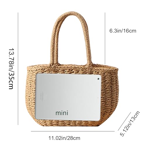 Bolso Hobo Pequeño de Paja para Mujer con Asa Redonda miniatura 6