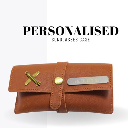 Image of Personalized Leather Goggle Cover | Custom Name | Unisex Faux Leather Eyewear Case with Button Closure | Travel-Friendly & Durable Sunglasses Holder for Men & Women