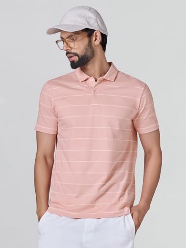 Image of XYXX Iinea Men's Stripe Cotton T-Shirt | Polo Collor Tshirts | Half Sleeves | Stripe-Slim Fit