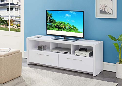 Convenience Concepts Newport Marbella 60 inch TV Stand with Cabinets and Shelves Home_Furniture_and_Decor, unspecified, White - Image 2