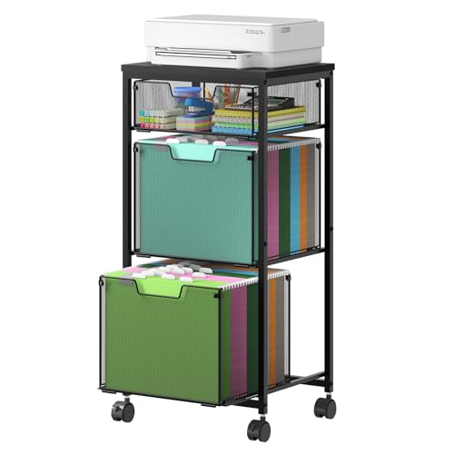 Sbanmao 3 Drawer Mobile File Cabinet for Home Office, Rolling Filing Cabinet on Lockable Wheels...