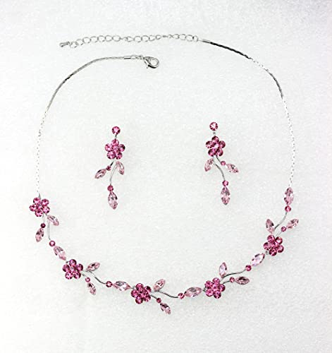 Image of Faship Gorgeous Rhinestone Crystal Floral Necklace Earrings Set