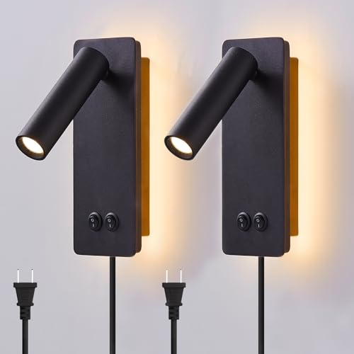 LED wall lamp and reading light two-in-one multifunctional wall sconces. LED Wall Lamp Plug in for...