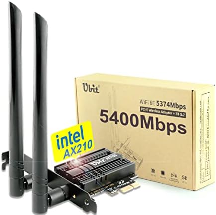 Ubit WiFi Card 6E 5400Mbps for Intel (6GHz&5Ghz&2.4GHz) PCIe WiFi Card, BT 5.2, PCIe Network Card with OFDMA,Ultra-Low Latency, Supports Windows 10/11 (64bit)