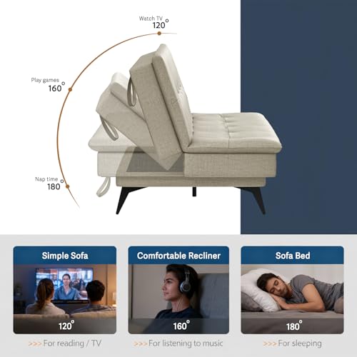 Image of Wakefit Flexia Sofa Cum Bed - Three Seater - Reflection Series White
