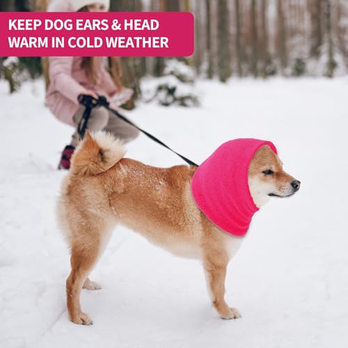 Ohrenschützer für Hunde Lärmschutz,Anti-lärm Ohrenschutz Hund, Pet Earflap Head Wrap,Haustier Schallschutzhaube (Rose Rot, L)