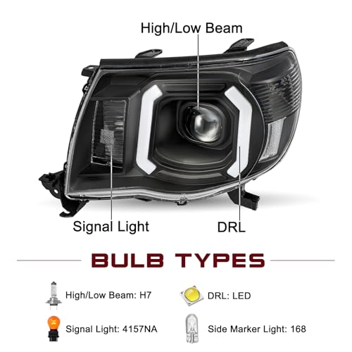 Image of JSBOYAT LED DRL Headlight Assembly for 2005-2011 Toyota Tacoma Pickup