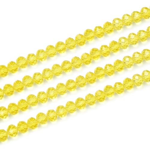 Image of 500pcs Czech Faceted Rondelle Crystal Glass Beads 4mm Small Tiny Bulk Light Topaz