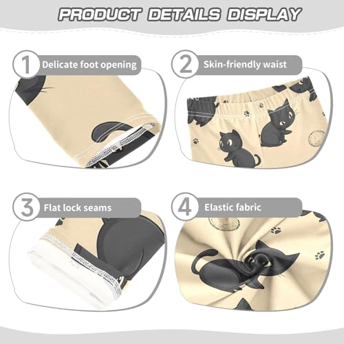 Black Cat Fur Ball Girls Leggings Soft Stretch Workout Yoga Dance Pants for Kids Casual Tights3