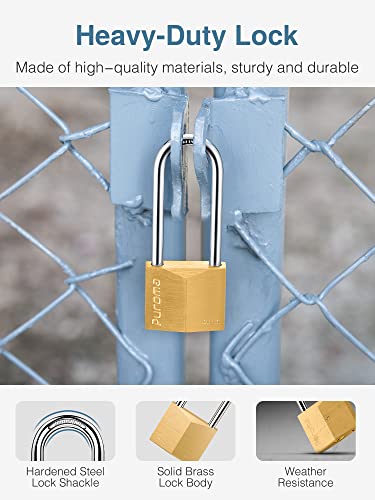 Puroma 2 Pack Combination Lock 4 Digit Outdoor Waterproof Padlock For School Gym Locker, Sports Locker And 1 Pack Keyed Padlock Waterproof Solid Brass Lock, 2.6 Inch Long Shackle For Sheds #TOP5