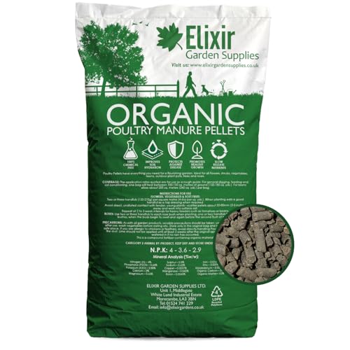 Elixir Gardens UK Chicken Poultry Organic Super Concentrated Farm yard Manure Pellets 20Kg BAG | Can treat over 500sqm