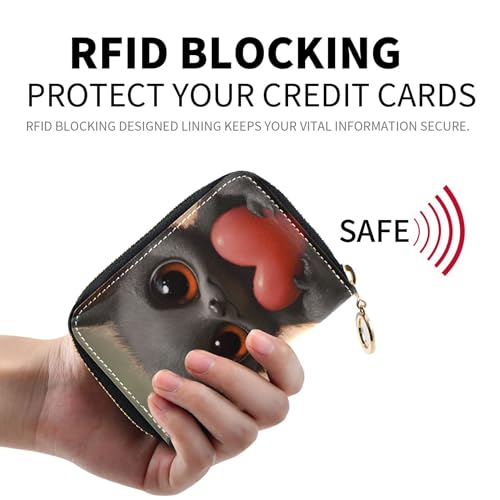 Credit Card Protector RFID Blocking Wallet Womens Zip Around Leather Coin Purse Pouch with Zipper Cute Bat Big Eyes Black2