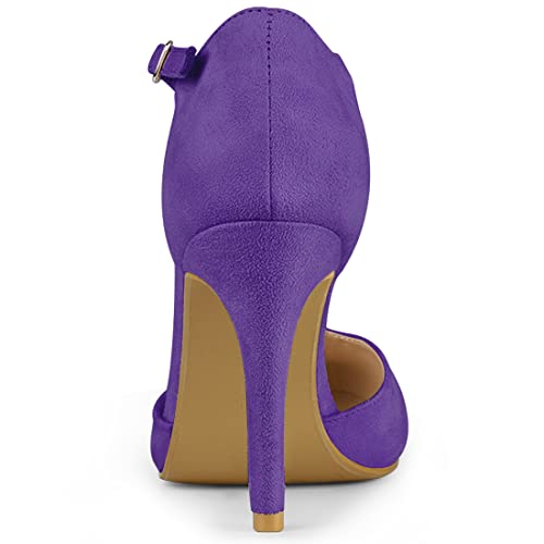 Allegra K Women's Rounded Toe Stiletto Heel T-Strap Dress Purple Pumps 10 M US3