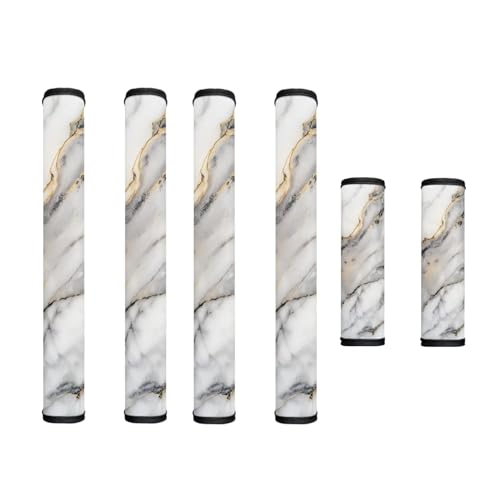 Image of Fridge Door Handle Covers Set of 6 Washable Kitchen Appliance Handle Protectors for Fridge Microwave Stove Dishwasher Refrigerator Accessories, Marble White Gray
