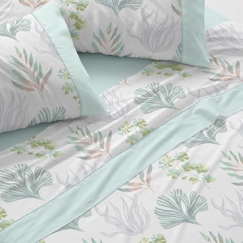 Parure de lit 105x200 cm en polycoton Burrito Blanco bleu eau