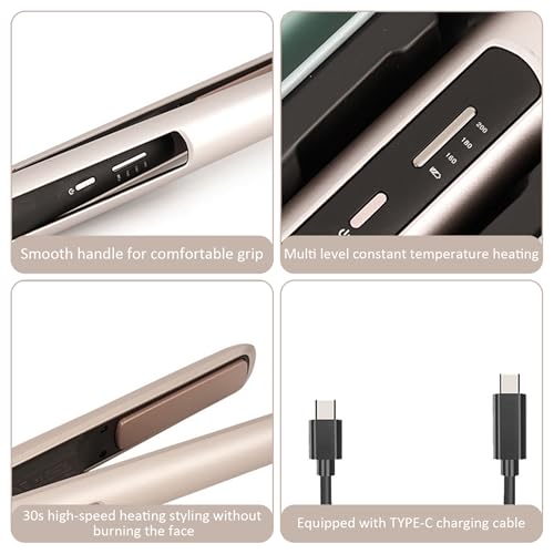 Plancha de pelo y rizadora inalámbrica con 3 temperaturas ajustables miniatura 4