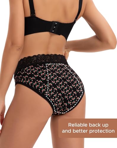 INNERSY Period Underwear for Women Cotton Lace Leakproof Menstrual Hipster Panties Bikini Briefs 3-Pack4