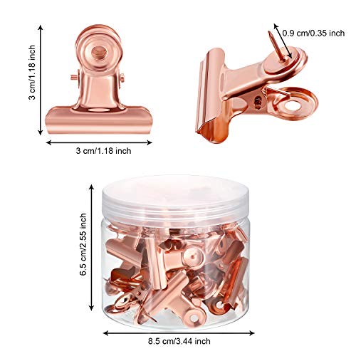 30 Pieces Push Pins Clips, Bulldog Clips With Thumb Tacks For School Artworks Projects On Cork Board, Photos Documents On Bulletin Board, No Holes For The Paper On Cubicle Walls (Rose Gold) #TOP1