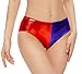 Kepbolm Women's Metallic Rave Bottoms Low Rise Shiny Panties for Festival Clubwear Costumes, Red Blue, XXL