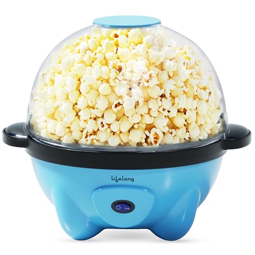 Lifelong Electric Popcorn Maker Machine for Home | Non Stick Popper | Use with Oil | Automatic Instant Pop Corn Maker for Usual Snacking & Parties | Large Lid Can Be Used As Serving Bowl (LLEPM09)